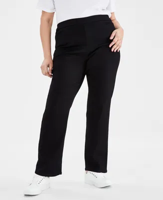 Style & Co Plus Mid Rise Straight-Leg Pull-On Jeans, Created for Macy's