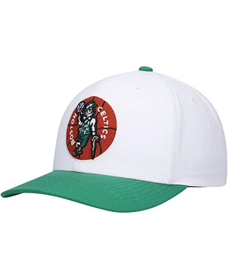 Men's Mitchell & Ness White, Green Boston Celtics Hardwood Classics Core 2-Tone 2.0 Pro Snapback Hat