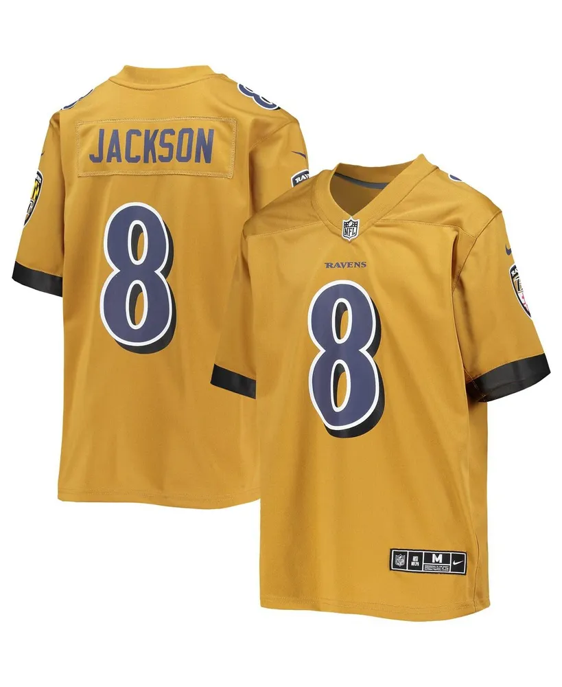 Big Boys Nike Lamar Jackson Gold Baltimore Ravens Inverted Team Game Jersey