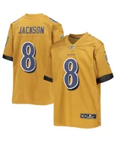 Big Boys Nike Lamar Jackson Gold Baltimore Ravens Inverted Team Game Jersey