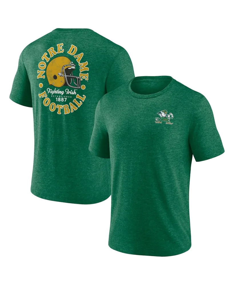 Men's Fanatics Heather Green Notre Dame Fighting Irish Old-School Bold Tri-Blend T-shirt