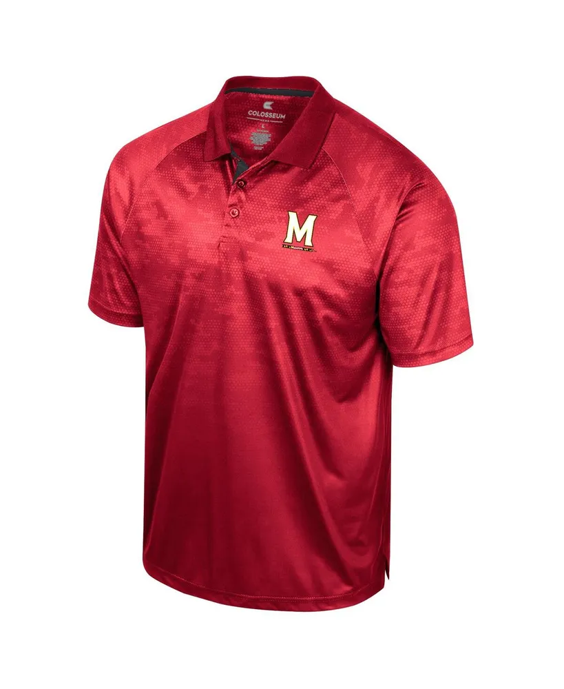 Men's Colosseum Red Maryland Terrapins Honeycomb Raglan Polo Shirt