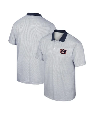 Men's Colosseum White, Navy Auburn Tigers Print Stripe Polo Shirt