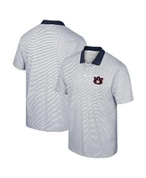 Men's Colosseum White, Navy Auburn Tigers Print Stripe Polo Shirt
