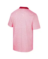 Men's Colosseum White, Red Louisville Cardinals Print Stripe Polo Shirt