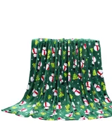 Kate Aurora Ultra Soft & Cozy Christmas Green Santa Plush Accent Throw Blanket - 50 in. W x 60 in. L