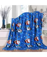 Kate Aurora Ultra Soft & Cozy Christmas Santa & Snowman Plush Throw Blanket - 50 in. W x 60 in. L