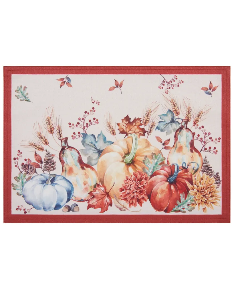 Elrene Botanical Harvest Pumpkin Engineered Placemats, Set of 4, 13" x 19"