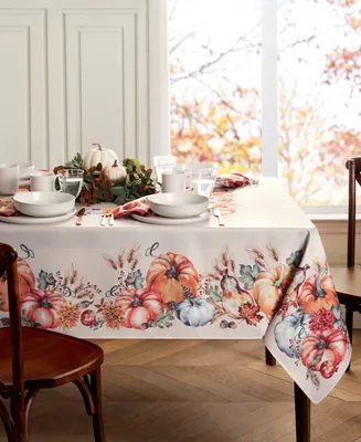 Elrene Botanical Harvest Pumpkin Engineered Tablecloth