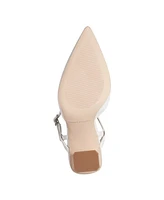 Marc Fisher Women's Doster Block Heel Pointy Toe Dress Pumps - Ivory Patent