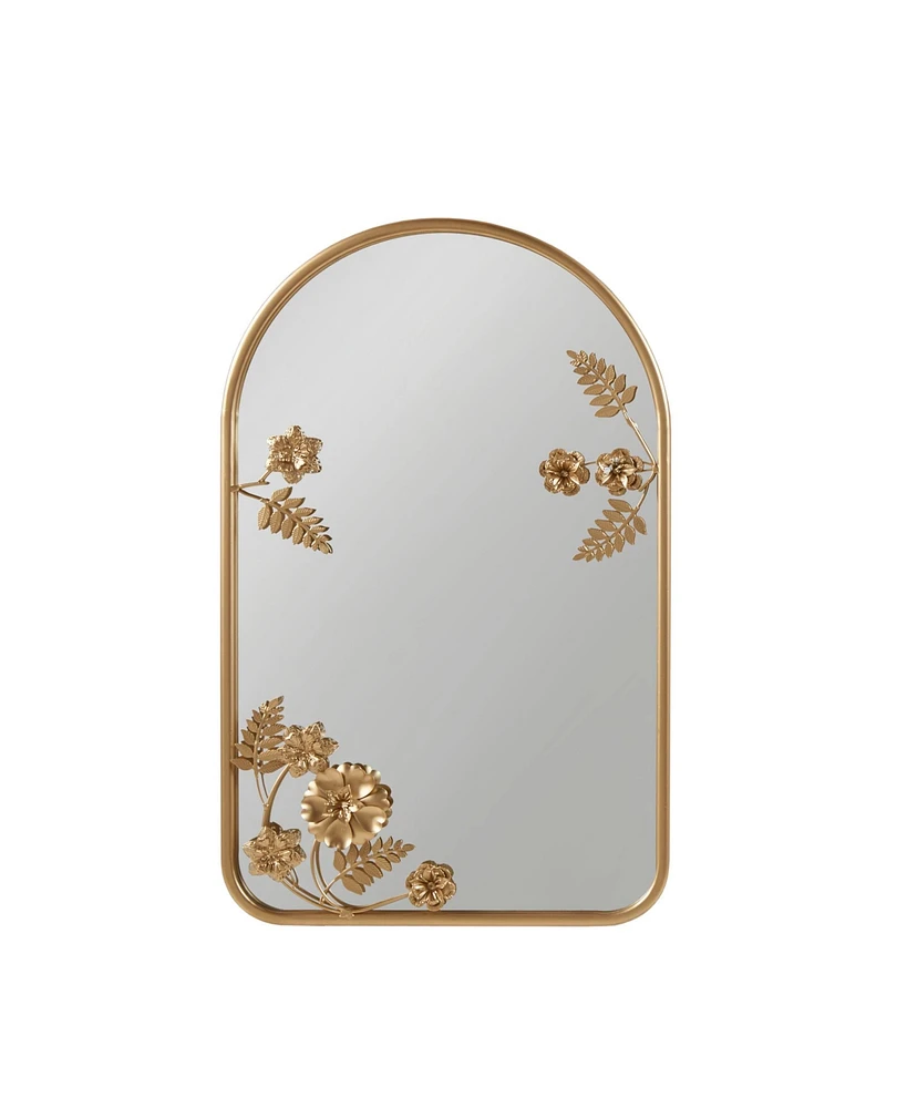 Madison Park Adaline 16" x 26" x 2" Arched Metal Floral Wall Mirror