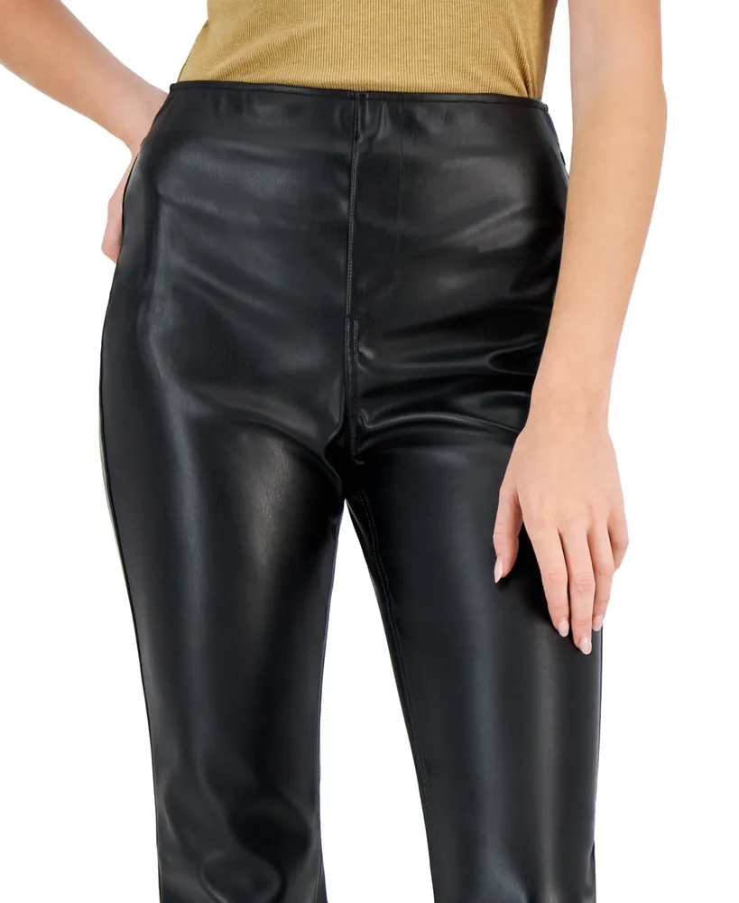 Tinseltown Juniors' Faux Leather High-Rise Pull-On Pants
