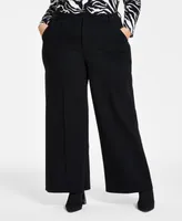 Bar Iii Trendy Plus High-Rise Wide-Leg Ponte-Knit Pants