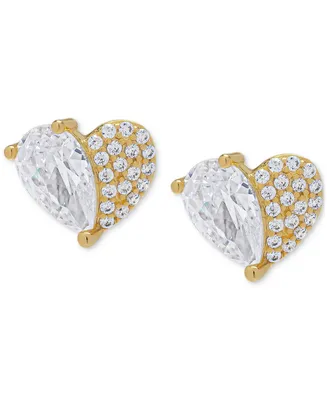 Lab-Grown White Sapphire Pear Heart Stud Earrings (3-1/8 ct. t.w.) in 14k Gold-Plated Sterling Silver