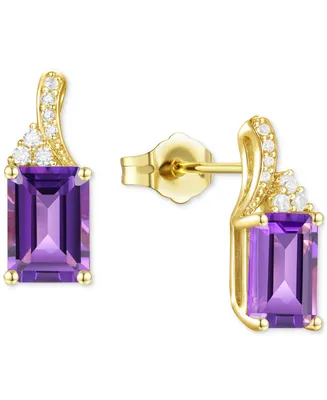 Amethyst (1-5/8 ct. t.w.) & Lab-Grown White Sapphire (1/10 Stud Earrings 14k Gold-Plated Sterling Silver (Also Blue Topaz Lab