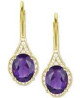 Amethyst (2 ct. t.w.) & Lab-Grown White Sapphire (1/5 Drop Earrings 14k Gold-Plated Sterling Silver (Also Additional Gemstones)