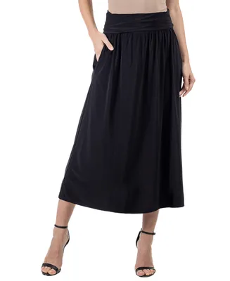 24seven Comfort Apparel Women's Foldover Midi Skirt