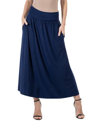 24seven Comfort Apparel Women's Foldover Midi Skirt