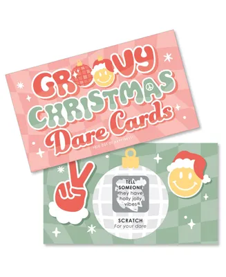 Groovy Christmas - Pastel Holiday Party Game Scratch Off Dare Cards - 22 Count - Assorted Pre