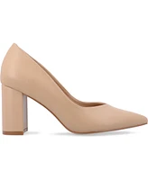 Journee Collection Women's Simonne Block Heel Pointed Toe Pumps