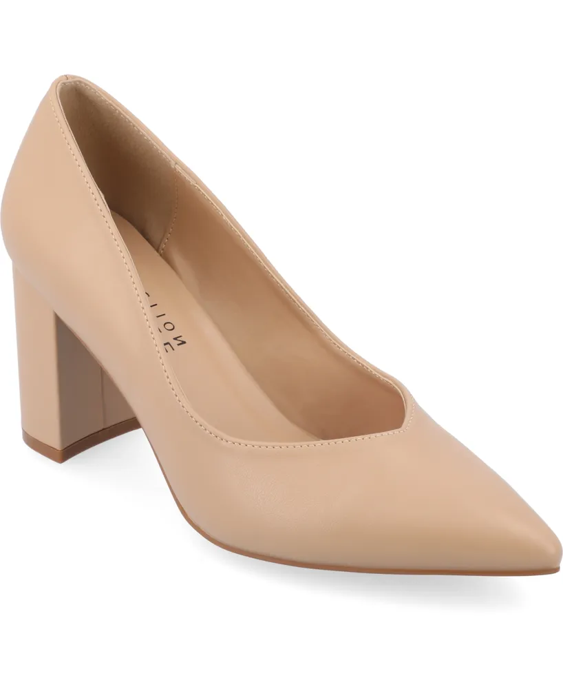 Journee Collection Women's Simonne Block Heel Pointed Toe Pumps