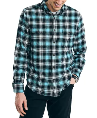 Nautica Men's Double Pocket Plaid Flannel Shirts