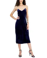 Sam Edelman Women's Embellished-Strap Velvet Midi Dress