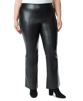 Jessica Simpson Trendy Plus Size Faux-Leather Flare-Leg Pants