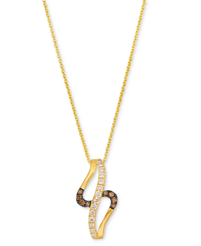 Le Vian Nude Diamond & Chocolate Diamond Abstract 20" Adjustable Pendant Necklace (1/4 ct. t.w.) in 14k Gold