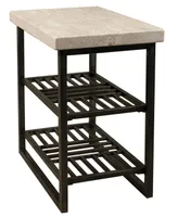 Capri 16" Stone and Metal Base Chairside Table