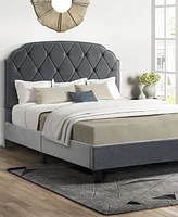 Best Master Furniture Yumi 50" Velvet Tufted Queen Bed