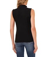 CeCe Women's Sleeveless Mock Neck Wide Rib Knit Top