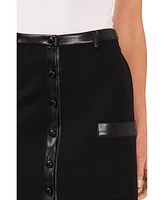 CeCe Women's Ponte Faux Leather Mini Skirt