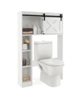 Costway Over the Toilet Bathroom Storage Cabinet with Sliding Barn Door & Shelves