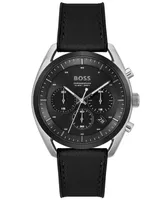 Hugo Boss Men's Top Quartz Fashion Chronograph Black Silicone Black Fabric Watch 44mm