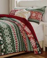 Greenland Home Fashions Fair Isle Velvet Reversible Piece Quilt Set