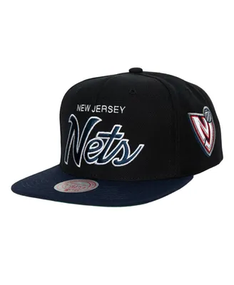 Men's Mitchell & Ness Black New Jersey Nets Hardwood Classics Mvp Team Script 2.0 Snapback Hat