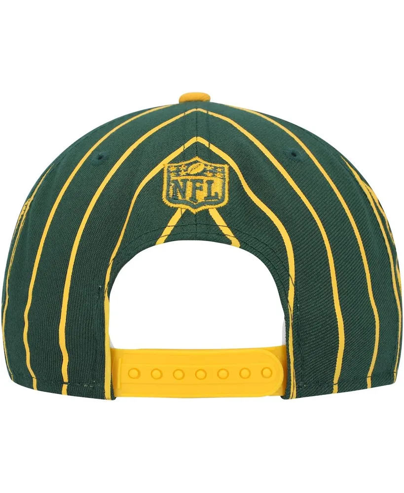 Men's New Era Green, Gold Green Bay Packers Pinstripe City Arch 9FIFTY Snapback Hat