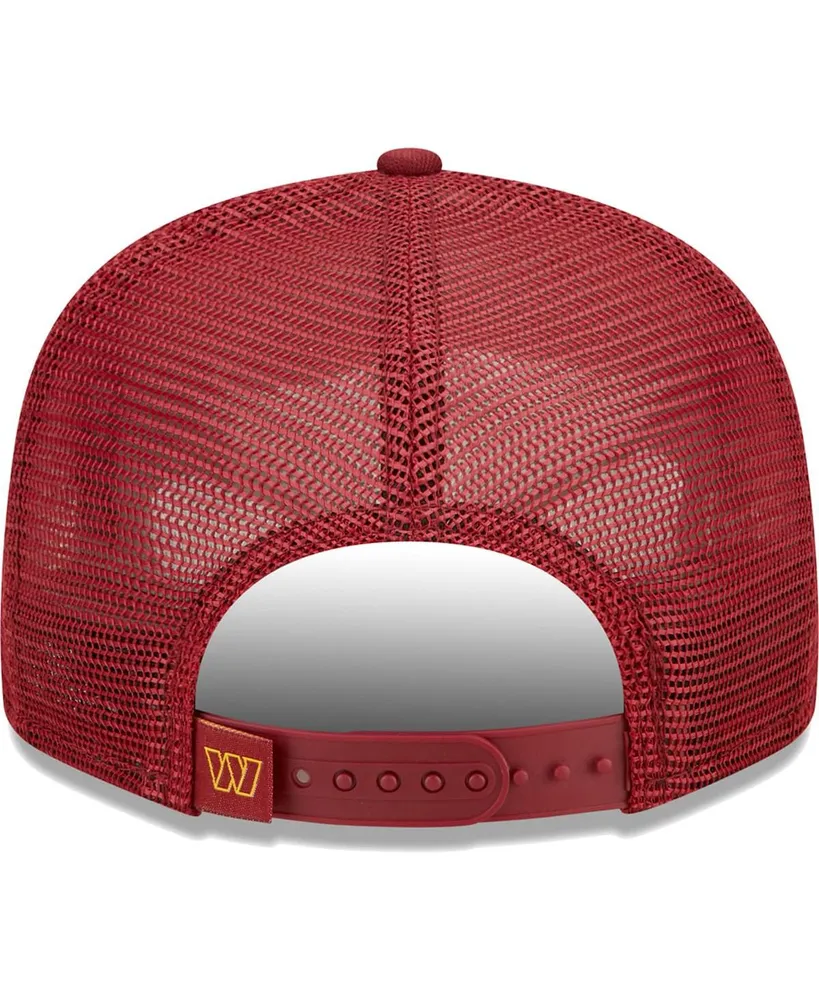 Men's New Era Burgundy Washington Commanders Script 9FIFTY Trucker Snapback Hat