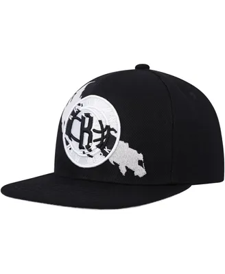 Men's Mitchell & Ness Black Brooklyn Nets Paint by Numbers Snapback Hat