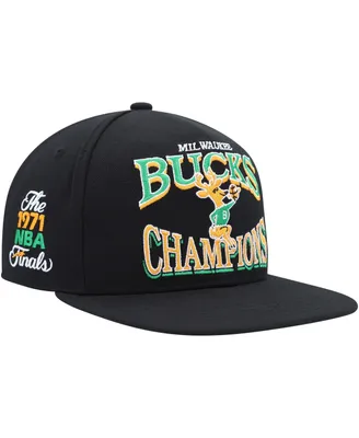 Men's Mitchell & Ness Black Milwaukee Bucks Hardwood Classics Soul Champions Era Diamond Snapback Hat