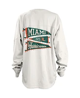 Women's Pressbox White Miami Hurricanes Pennant Stack Oversized Long Sleeve T-shirt