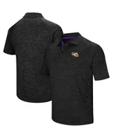 Men's Colosseum Black Lsu Tigers Down Swing Polo Shirt