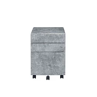 Simplie Fun Jurgen File Cabinet, Faux Concrete & Silver