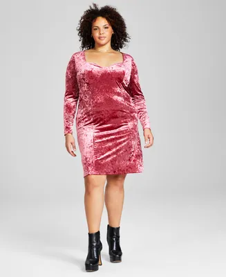 And Now This Plus Corset-Style Crushed-Velvet Dress