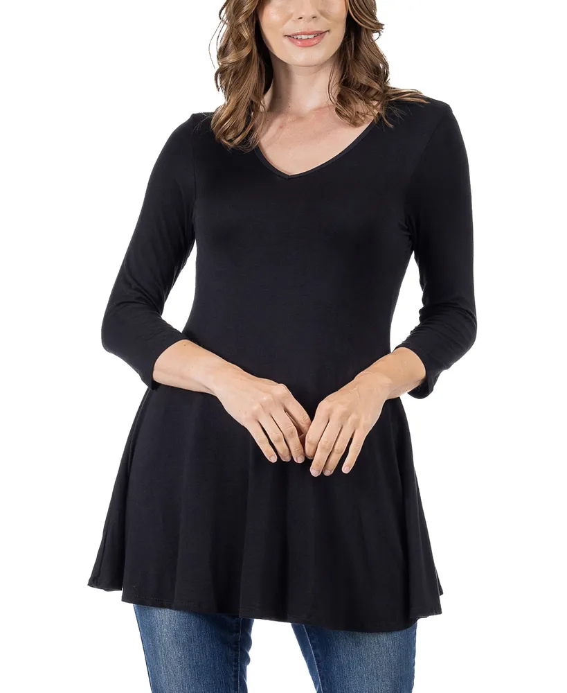 24seven Comfort Apparel Women's Three Quarter Sleeve Mini Dress In