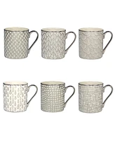 Certified International Mosaic Silver-Tone Plated 14 oz. Can Mugs, Set of 6