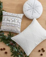 Levtex O Christmas Tree Snowflake Decorative Pillow, 16" Round