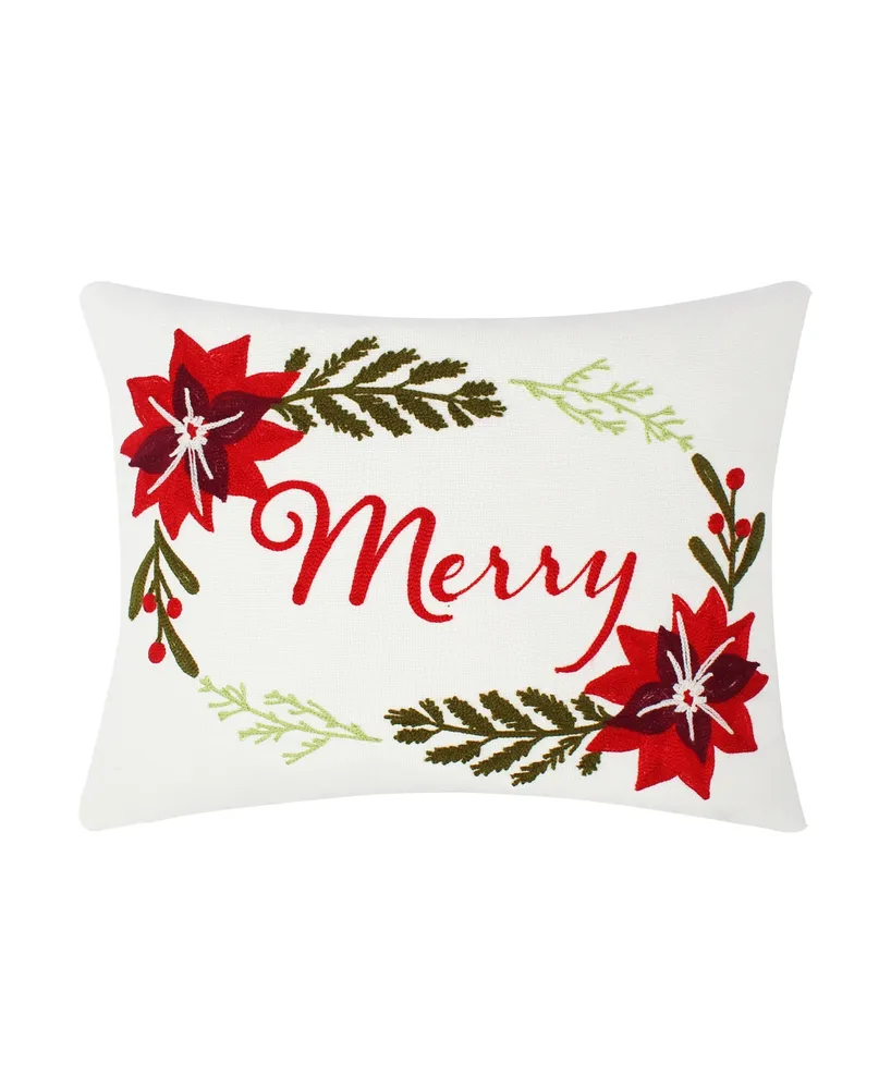 Levtex Sleigh Bells Embroidered Decorative Pillow, 14" x 18"