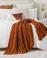 Battilo Lifestyle Cable Knit Chenille Throw, 51" x 67"